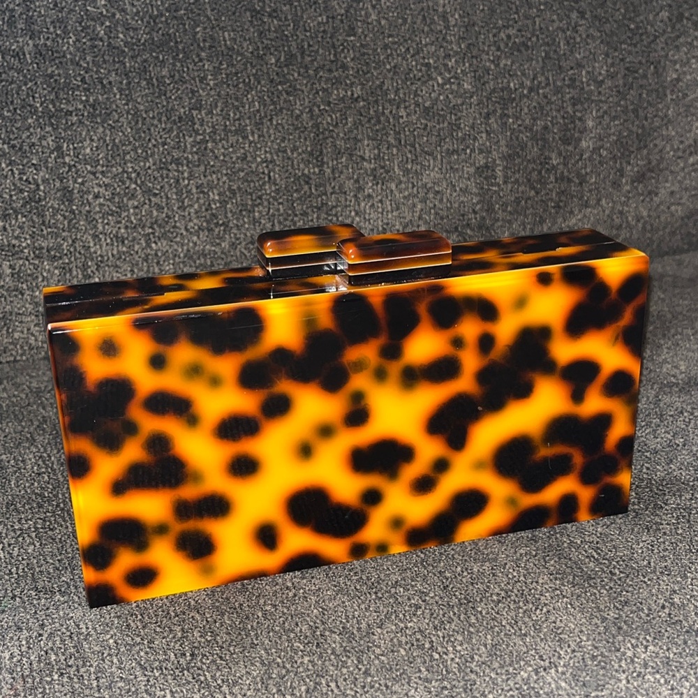 Tortoiseshell Pattern Acrylic Clutch - Orange & Black